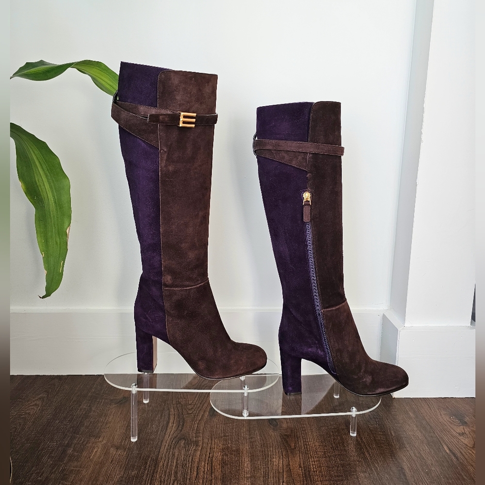 ETRO size 38 dark purple and brown leather‎ boots
